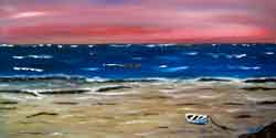Joël Biret - Barque et le ciel rose - 30 x 60 cm